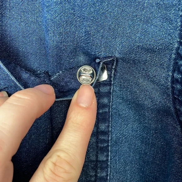 Jack And Jones Originals Indigo Denim Button-Up Shirt Embroidered Slim Fit Sz M - Picture 6 of 12